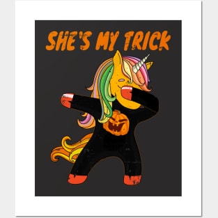 She is My Trick Halloween Dabbing Unicorn Posters and Art